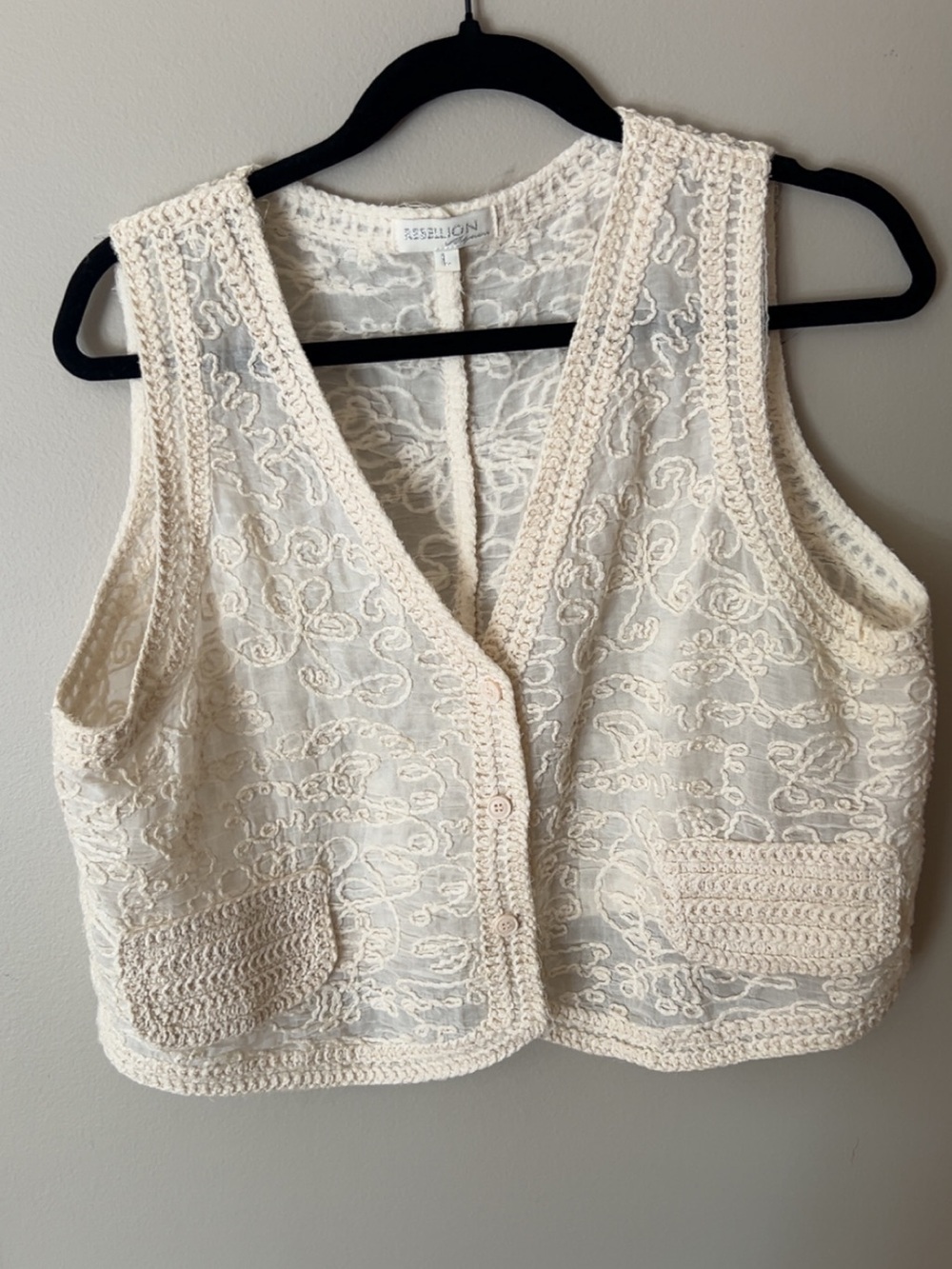 Rebellion Ivory Lace Crochet Vest